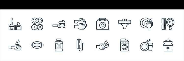 Hygiene routine line icons linear set quality vector