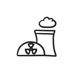 Nuclear power plant sketch icon vector