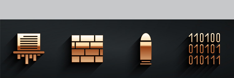 set paper shredder bricks bullet and binary code vector image