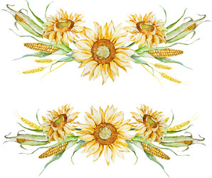 Watercolor Floral Autumn Still Life Vector Image