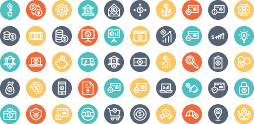 Banking bold outline isolated icons set ev vector