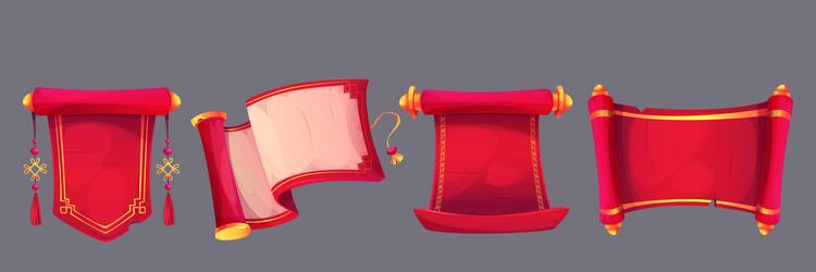 chinese scroll paper set isolated on background vector image