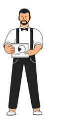 man looking at statistics report business manager vector image