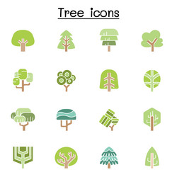 tree icon set in flat color style vector image
