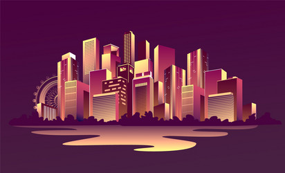 Abstract glowing city vector