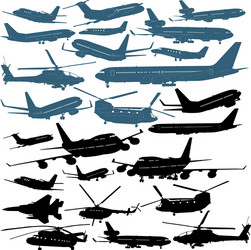 Set of planes silhouettes Royalty Free Vector Image
