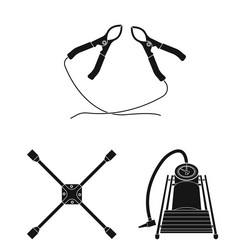 Car lift pump and other equipment black icons vector