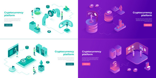 Cryptocurrency exchange and blockchain 3d vector