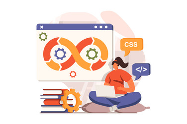 devops web concept in flat design vector image