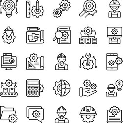 Engineering elements line icons vector