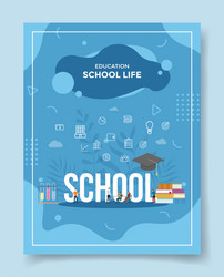 school life people student around word hat vector