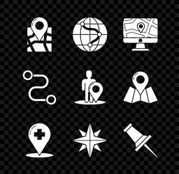 set folded map with location marker vector image