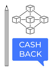 cash back messaging with blockchain network vector image