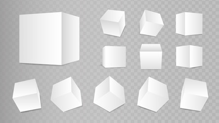 cube icon set with perspective 3d models of white vector image