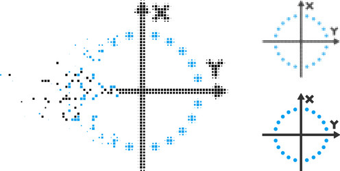 disappearing pixel halftone circle plot icon vector image
