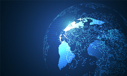 global network connection world map point vector image