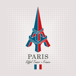 schematic drawing of the eiffel tower with flag vector image