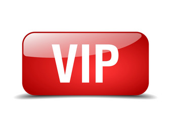 vip red square 3d realistic isolated web button vector image