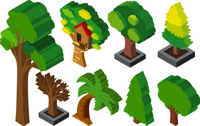 3d design for many types of trees vector