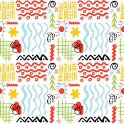 a pattern of boho-style doodle elements vector image