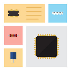 flat appliance set of memory receptacle cpu vector image