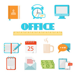 flat office icon set vector