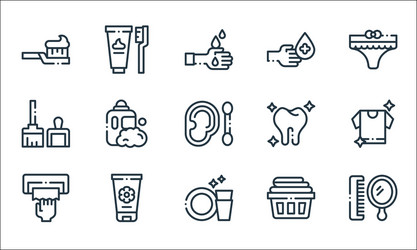 hygiene routine line icons linear set quality vector image