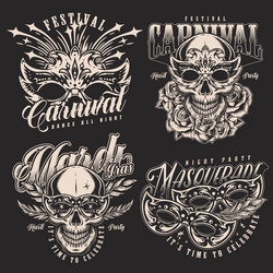 Vintage Carnival Masks Set Vector Image