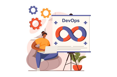 devops web concept in flat design vector image