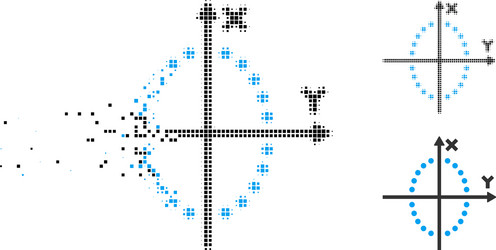 fragmented pixel halftone ellipse plot icon vector image