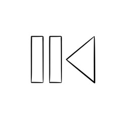 Pause and playback button hand drawn outline vector