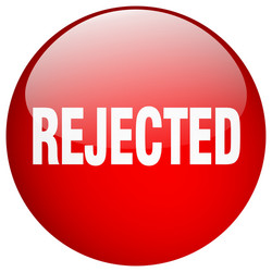 rejected red round gel isolated push button vector image
