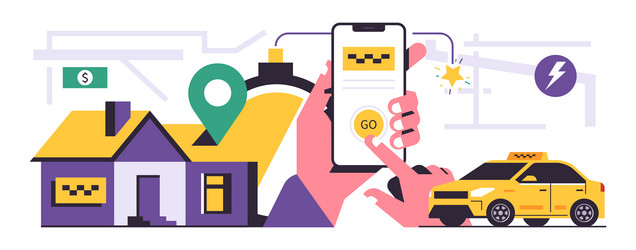 taxi ordering service mobile application concept vector image
