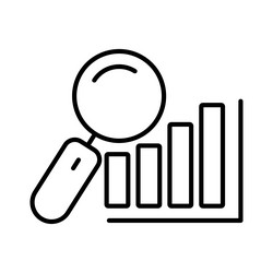 chart icon with search suitable for analyst vector image