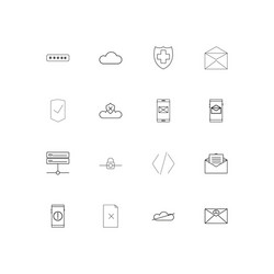 cyber security linear thin icons set outlined vector image