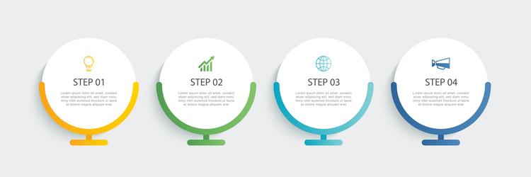 infographics circle timeline with 4 number data vector image