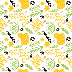 a pattern of boho-style doodle elements vector image