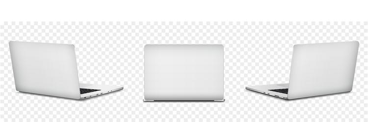 back and side view of laptop computer isolated vector image