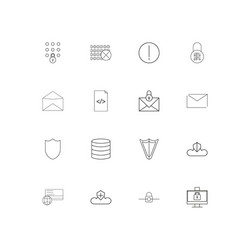 cyber security linear thin icons set outlined vector image