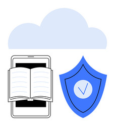 digital reading with cloud storage and secure vector image