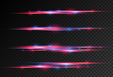 Horizontal light rays flash red line Royalty Free Vector