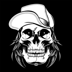 Skull with Cap - Graphic Artwork Vector Image