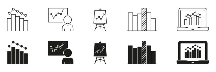 bar chart graph presentation icon set data vector image