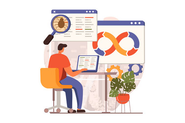 devops web concept in flat design vector image