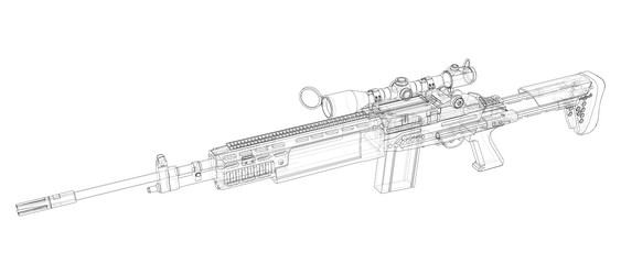 machine gun rendering of 3d vector image