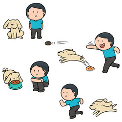 Set of man and dog vector