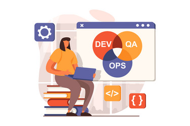 devops web concept in flat design vector image