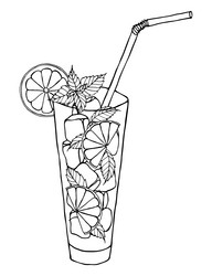 isolated element mojito cocktail with lime vector image