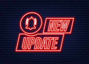 New update banner in modern style neon icon web vector