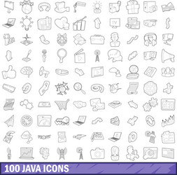 100 java icons set outline style vector image